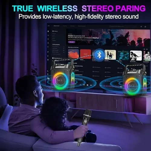 Karaokemachine Bluetooth Speaker 30W Microfoons RGB Party — foto 3