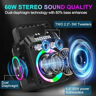Karaokemachine Bluetooth Speaker 30W Microfoons RGB Party — miniatuur 2