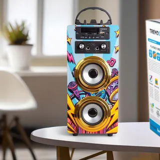 TRENDIX Karaoke Kinderen Gouden Ster Met 2 Microfoons Bluetooth USB SD — miniatuur 5