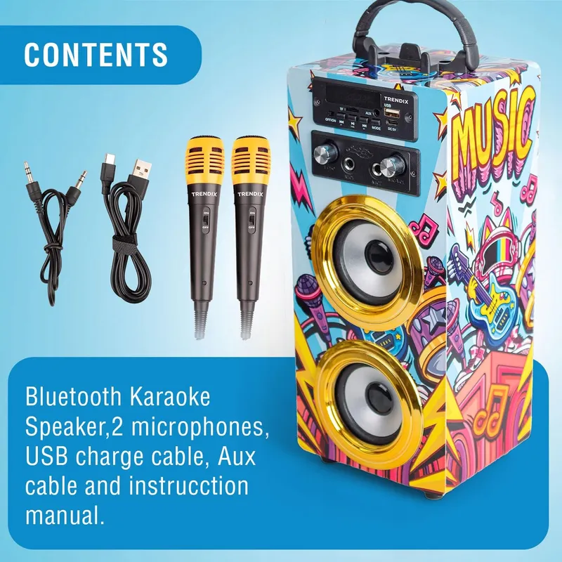 TRENDIX Karaoke Kinderen Gouden Ster Met 2 Microfoons Bluetooth USB SD — foto 3