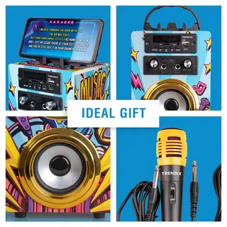 TRENDIX Karaoke Kinderen Gouden Ster Met 2 Microfoons Bluetooth USB SD — miniatuur 2