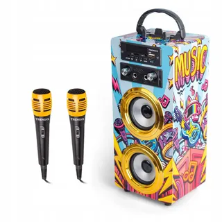 TRENDIX Karaoke Kinderen Gouden Ster Met 2 Microfoons Bluetooth USB SD — miniatuur 1