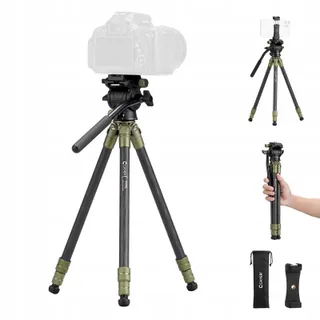 CAYER Carbon Statief met Fluid Kop voor Camera's Telefoons — miniatuur 1