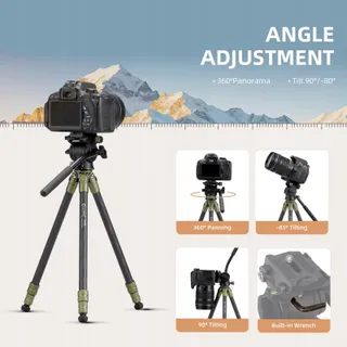 CAYER Carbon Statief met Fluid Kop voor Camera's Telefoons — miniatuur 3