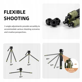 CAYER Carbon Statief met Fluid Kop voor Camera's Telefoons — miniatuur 2
