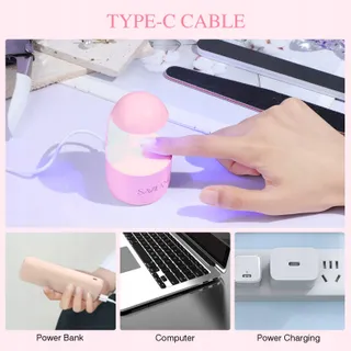 SAVILAND Mini UV Nagellamp Draagbaar Snel Drogend Roze — miniatuur 5