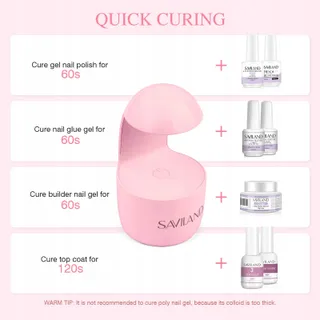 SAVILAND Mini UV Nagellamp Draagbaar Snel Drogend Roze — miniatuur 3