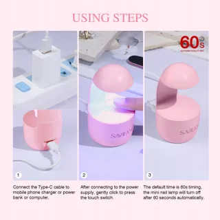 SAVILAND Mini UV Nagellamp Draagbaar Snel Drogend Roze — miniatuur 6