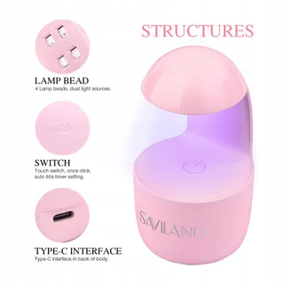 SAVILAND Mini UV Nagellamp Draagbaar Snel Drogend Roze — miniatuur 2