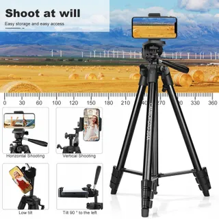 CAMBOFOTO Lichtgewicht Statief 134cm Aluminium Smartphone Camera — miniatuur 4