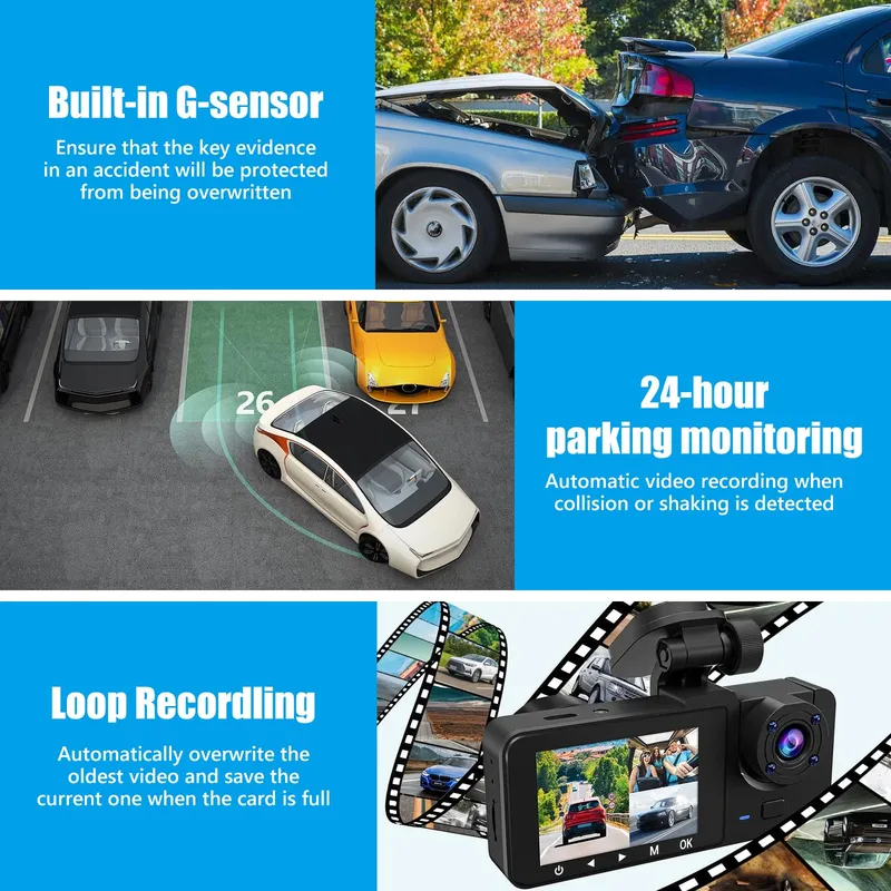 ROTRES Dashcam 4K 1080P Voor Achter Binnen 32GB SD — foto 5