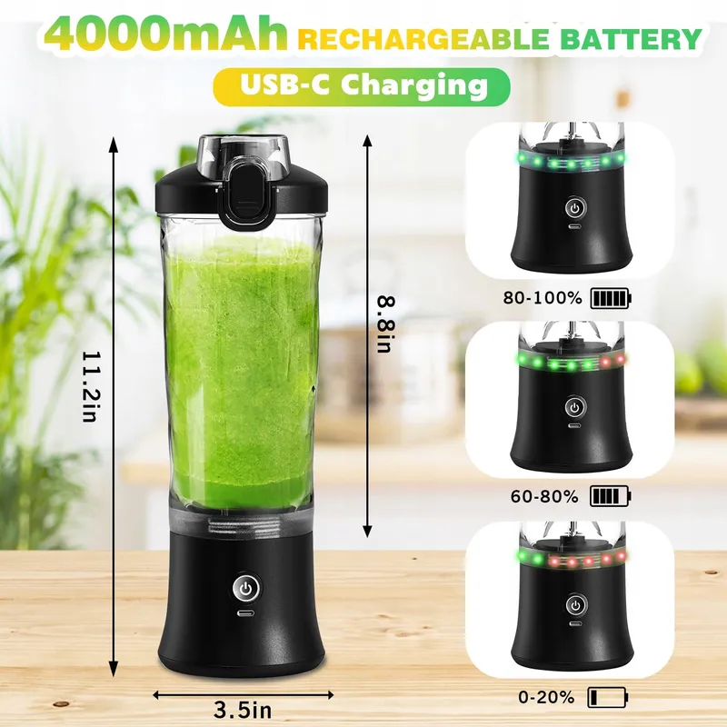Draagbare Mini Blender 600ml USB Smoothie Eiwit — foto 7