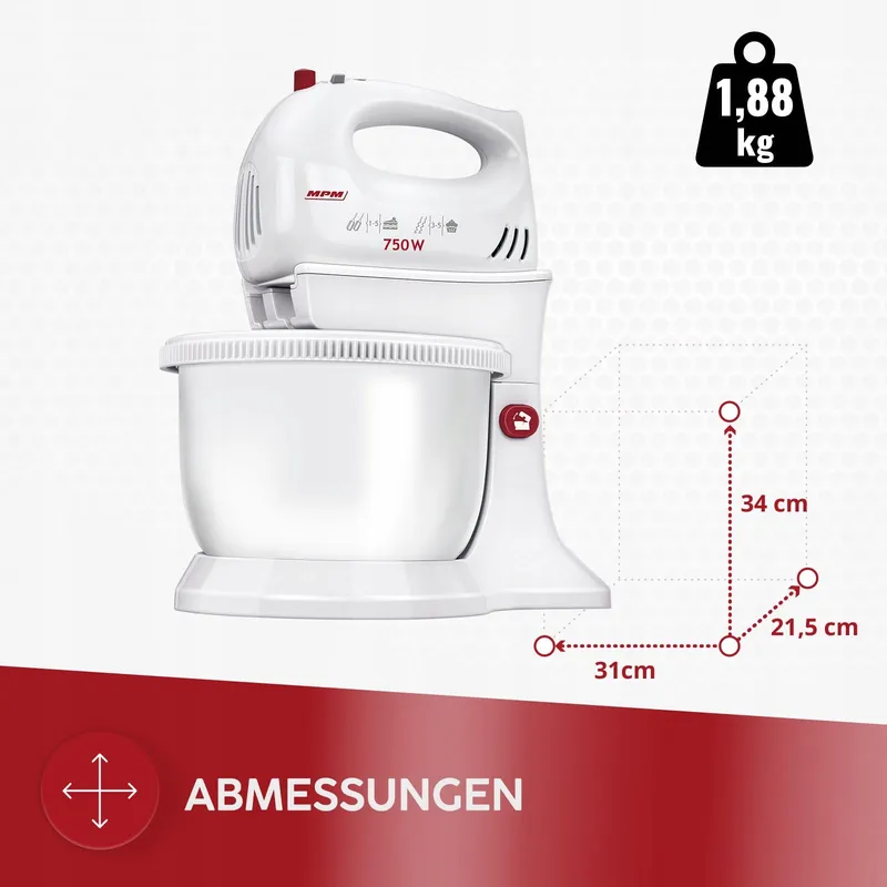 MPM Keukenmachine MMR-22Z 750W 3L BPA-vrij 5 Standen Turbo RVS — foto 3