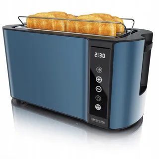 ARENDO Broodrooster RVS Lang 4 Sneetjes Touchscreen Blauw — miniatuur 1