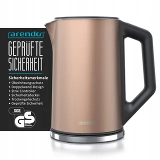 ARENDO Waterkoker RVS 1,5L 2200W Temperatuurregeling 40-100°C — miniatuur 2