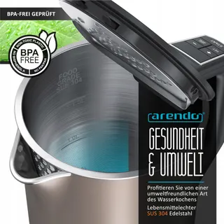 ARENDO Waterkoker RVS 1,5L 2200W Temperatuurregeling 40-100°C — miniatuur 5