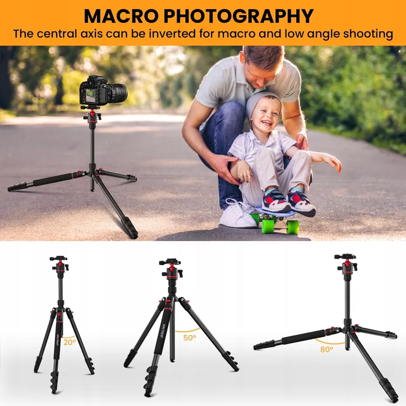 MACTREM Aluminium Statief 187cm Lichtgewicht Camera En Telefoon — foto 8