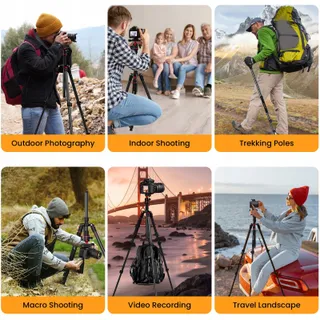 MACTREM Aluminium Statief 187cm Lichtgewicht Camera En Telefoon — miniatuur 7