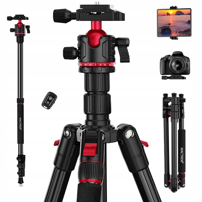 MACTREM Aluminium Statief 187cm Lichtgewicht Camera En Telefoon — foto 1