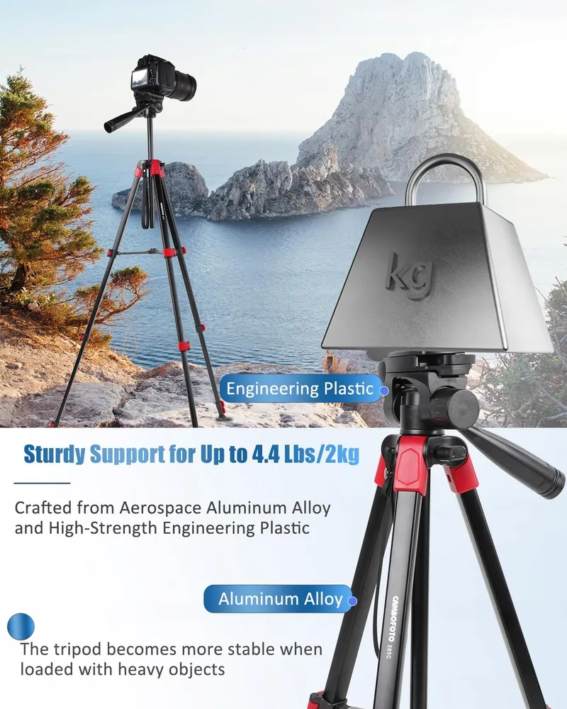 CAMBOFOTO Aluminium Statief 172cm met Tas Multi-apparaat — foto 3