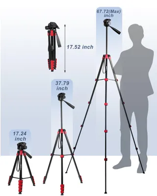 CAMBOFOTO Aluminium Statief 172cm met Tas Multi-apparaat — miniatuur 5
