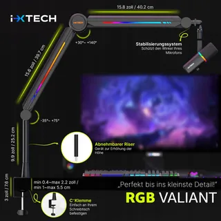 IXTECH RGB Microfoonarm Streaming Gaming Verstelbare Houder — miniatuur 5