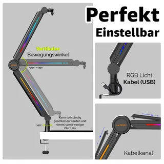 IXTECH RGB Microfoonarm Streaming Gaming Verstelbare Houder — miniatuur 9