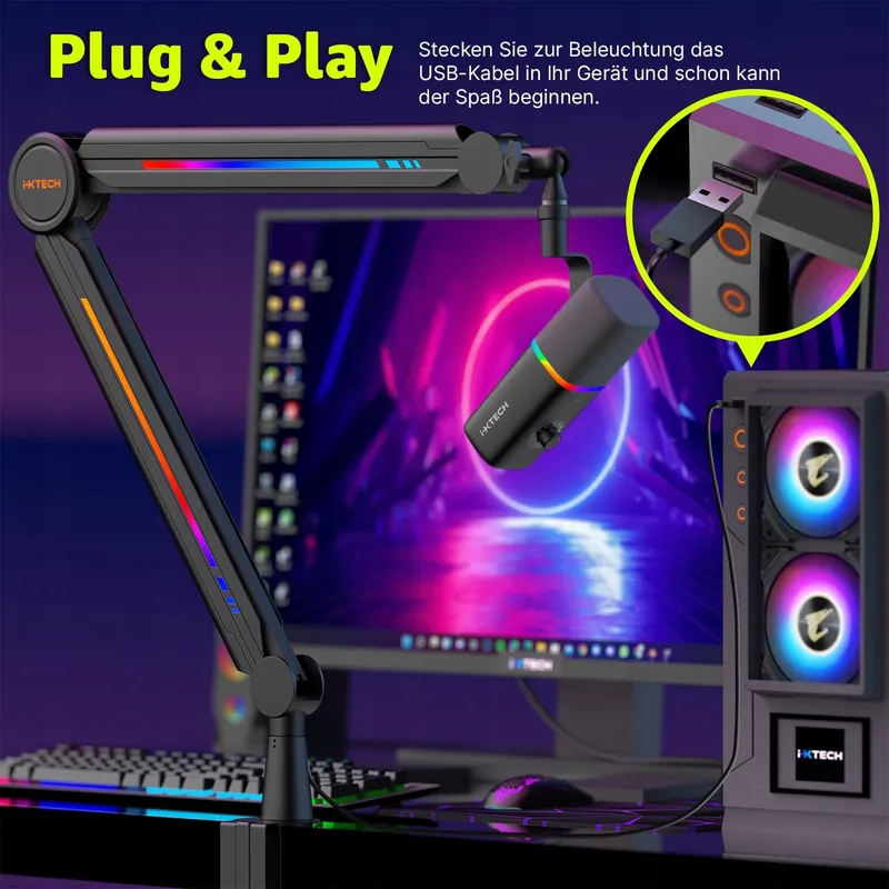 IXTECH RGB Microfoonarm Streaming Gaming Verstelbare Houder — foto 2