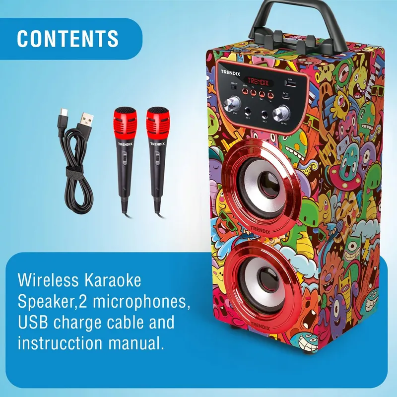 TRENDIX Karaoke voor Kinderen met Bluetooth Microfoons Radio FM SD — foto 3