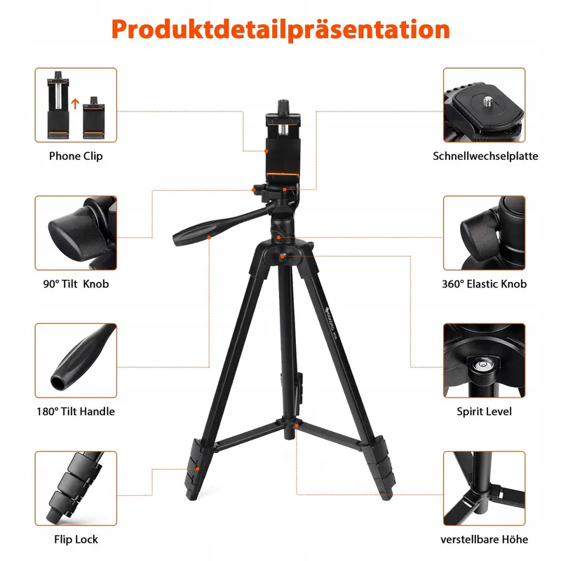 GEEKOTO Statief 54" Smartphone 360° Camera's — foto 6