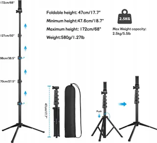 VICTIV Statief 172cm voor Smartphone iPhone Samsung Huawei Xiaomi Canon — miniatuur 1