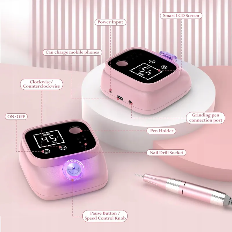 ANBEISTEE Professionele Nagelfrees 45000 RPM Set Roze — foto 7