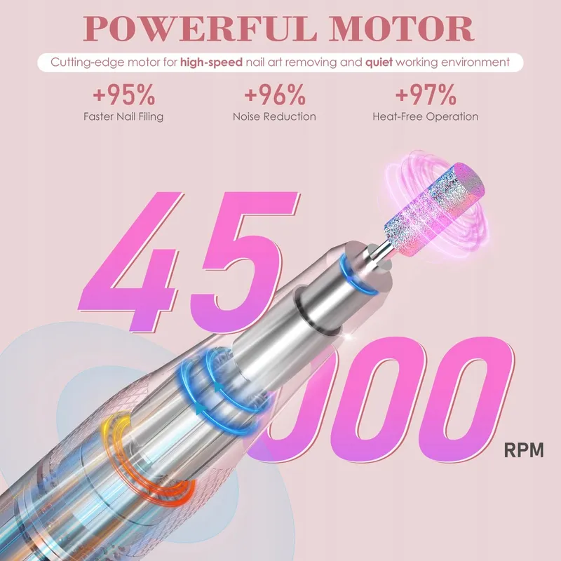 ANBEISTEE Professionele Nagelfrees 45000 RPM Set Roze — foto 3