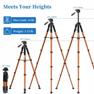 JOILCAN Camerastatief 187cm met Kop en Telefoonhouder — miniatuur 2