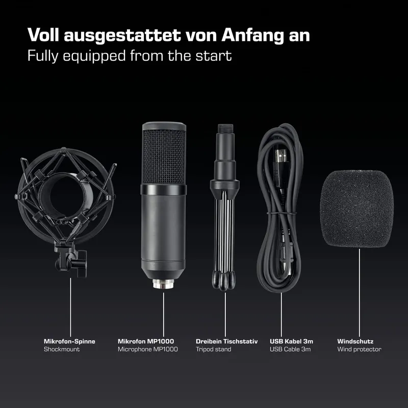 DOCKIN MP1000 USB Microfoon PC Mac Streaming Statief — foto 7