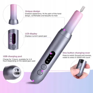 EVILTO Manicure Pedicure Set Draadloze Elektrische Vijl USB — miniatuur 3