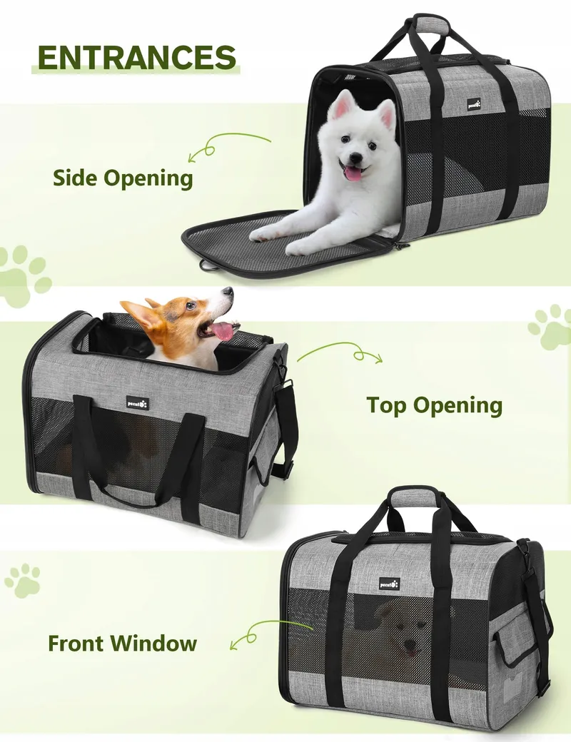 PECUTE Opvouwbare Transporttas Honden Katten tot 8kg Grijs — foto 7