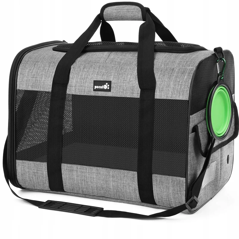 PECUTE Opvouwbare Transporttas Honden Katten tot 8kg Grijs — foto 1