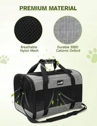 PECUTE Opvouwbare Transporttas Honden Katten tot 8kg Grijs — miniatuur 5
