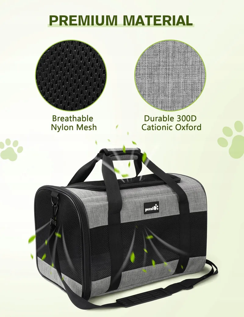 PECUTE Opvouwbare Transporttas Honden Katten tot 8kg Grijs — foto 5
