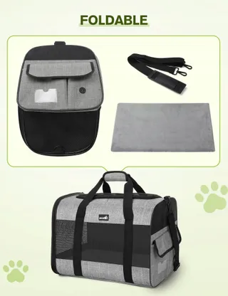 PECUTE Opvouwbare Transporttas Honden Katten tot 8kg Grijs — miniatuur 9