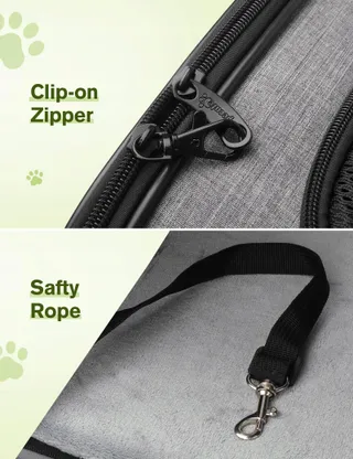 PECUTE Opvouwbare Transporttas Honden Katten tot 8kg Grijs — miniatuur 4