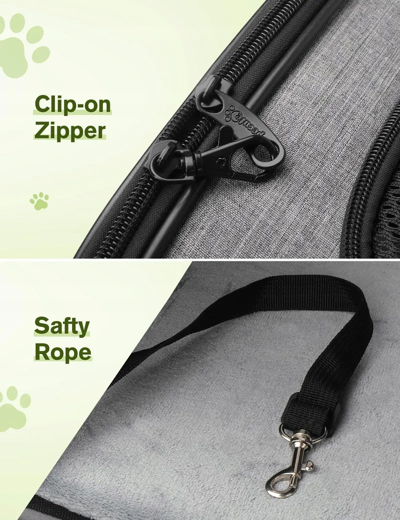 PECUTE Opvouwbare Transporttas Honden Katten tot 8kg Grijs — foto 4