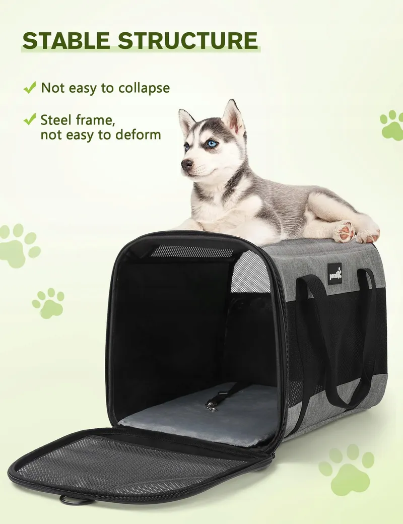 PECUTE Opvouwbare Transporttas Honden Katten tot 8kg Grijs — foto 3