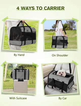 PECUTE Opvouwbare Transporttas Honden Katten tot 8kg Grijs — miniatuur 8