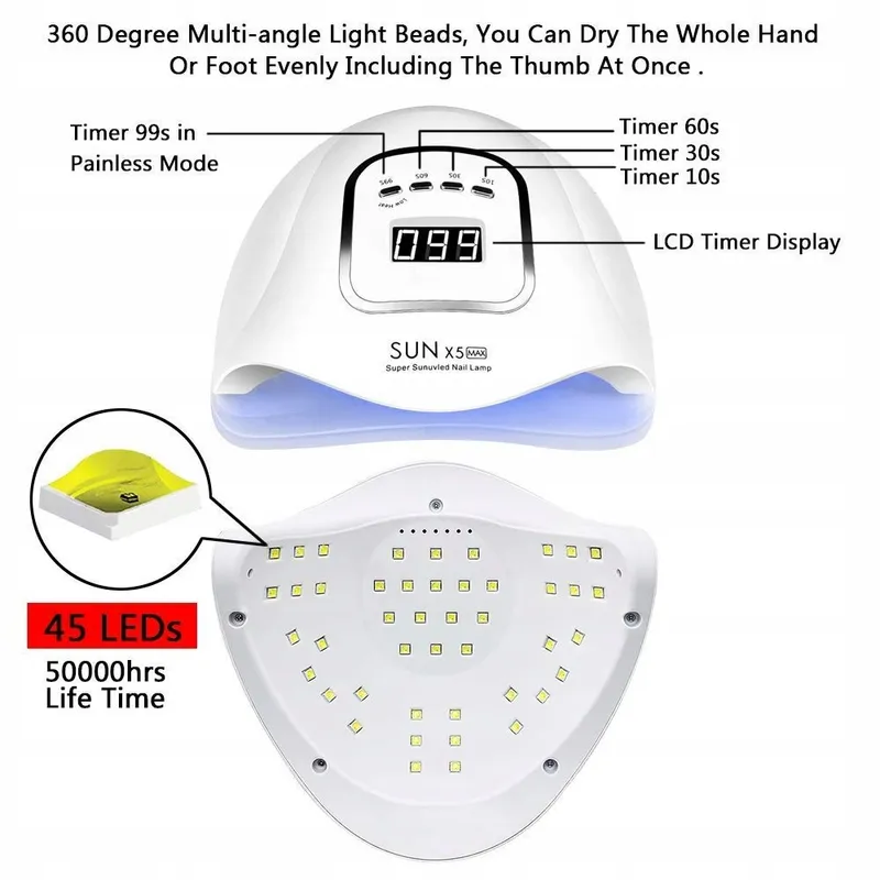TIMPOU UV LED Nagellamp 150W Sensor LCD Timer β foto 2
