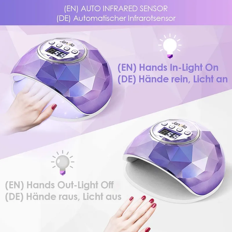 JANOLIA UV LED Nagellamp 86W Professioneel Sensor LCD Timer — foto 5