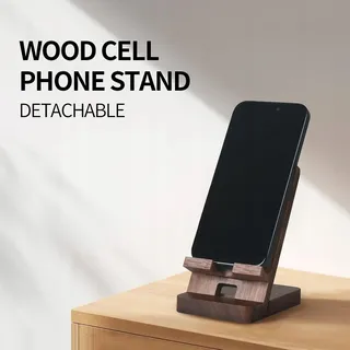 PLEHOOD Houten Telefoonstandaard Walnoot Compatibel iPhone — miniatuur 6