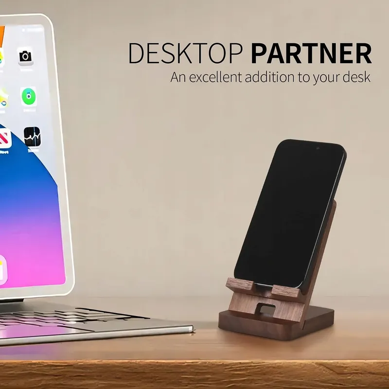 PLEHOOD Houten Telefoonstandaard Walnoot Compatibel iPhone — foto 3
