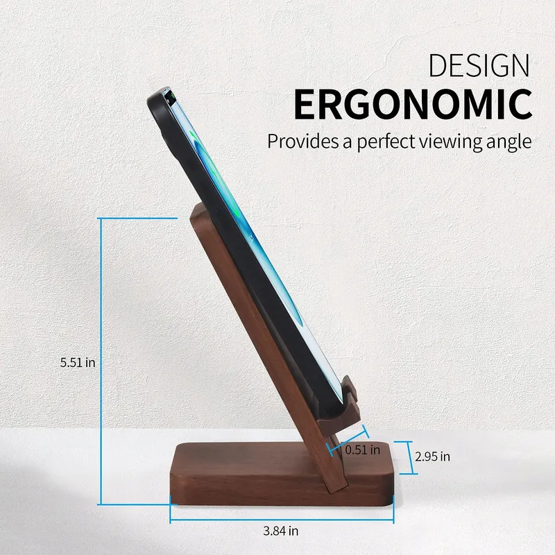 PLEHOOD Houten Telefoonstandaard Walnoot Compatibel iPhone — foto 5